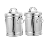 Abaodam 2pcs Retro Bucket Ashtray Office Decor Smoker Ash Holder Ashtray Ornament Galvanized Metal Canister for Office Car Ash Tray Garbage Bin Silver