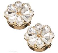 Abaodam 2pcs Rhinestone Cufflinks for Women Flower Button Covers Alloy Crystal Shirt Charm Elegant Bling Button Covers for Dress Shirts Suitable for Anniversaries and Tuxedo