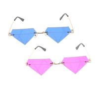 Abaodam 2pcs Rimless Funky Party Sunglasses for Women Men Lightweight Unique Irregular Diamond Shape Eyewear Stylish Costume Accessory for Festivals Street Photos Vacation