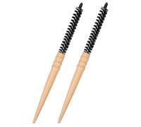 Abaodam 2pcs Roll Brush Hair Styling Brush for Curly Hair with Wooden Handle Nylon Bristles Khaki Scalp Massage for Daily Use