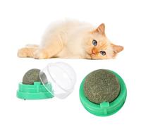Abaodam 2PCS Rotatable Cat Licking Mint Natural Catnip Candy for Digestive Aid and Teeth Cleaning Safe Material Interactive Wall Stick Cats to Play and Appetite Green