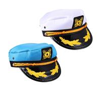 Abaodam 2pcs Sailor Hat Navy Captain Yacht Hat Set for Adults Women, Breathable Polyester Twill Fabric, Adjustable Size, Authentic Nautical Design, for Halloween Cosplay and Outdoor Events