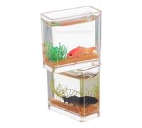 Abaodam 2pcs Scale Miniature Aquarium Bowls for Dollhouse Decorations Lifelike Betta Fish Display Accessories in Orange and Black