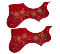 Abaodam 2pcs Self-adhesive Acoustic Guitar Pick Guard Plastic Scratch Protection Plate Thin Flower Pattern Red for Instrument Longevity
