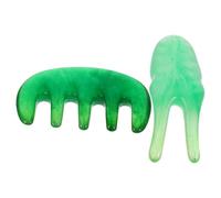 Abaodam 2pcs Set Deep Green Scraping Comb and Y-Shaped Scraping Fork Multifunctional Scalp Massager Guasha Board for Head Acupuncture and Nose Massage
