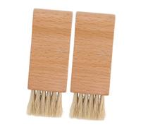 Abaodam 2pcs Shoe Polishing Brush Natural Bristle Shoes Care Tool for Cleaning and Buffing Leather and Wood Footwear Portable Khaki Mini Seam Cleaning Brushes