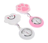 Abaodam 2pcs Silicone Nurse Pocket Watches Retractable Fob Watches Lightweight Precise Timekeeping with Adorable Smile Cloud and Pink Cat Paw Designs for Medical Staff