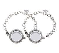 Abaodam 2Pcs Silver Alloy Bracelet with Openable Frame Box, Fashion Chic Metal Wrist Chain for Women and Teenage, Delicate Link Bangle Jewelry for Everyday Wear