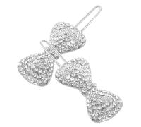 Abaodam 2pcs Silver Alloy Sparkly Bow Hair Clips with Rhinestones Decorative Hair Barrettes for Women and Teens Side Accessories for Party and Daily Wear