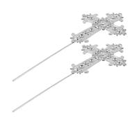 Abaodam 2pcs Silver Cross Cake Topper for Christenings and Baptisms, Alloy Material with Chic Sparkling Design, Elegant Rhinestone Cake Decoration for Wedding and Religious Celebrations