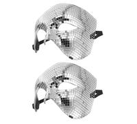 Abaodam 2Pcs Silver Half Face with Reflective Mirror Surface, Glitter Disco Ball Costume Face Cover for Halloween Party, Carnival, Prom and Dance Events