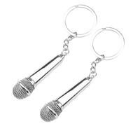 Abaodam 2pcs Silver Microphone Key Pendant Made of Metal for Organizing Keys and Bag Hanging, Sl nd Stylish Accessory for Daily Use