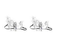 Abaodam 2pcs Silver Mythical Bird Masquerade Ball Masks with Blue Rhinestones Half Face Metal Venetian Party Masks for Women Shiny Glitter Carnival and Cosplay Accessory