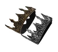 Abaodam 2pcs Silver Pu Foam Medieval King Crown Headband Lightweight Adjustable Band for Men Cosplay Parties Proms Wearable Male Crown Decoration