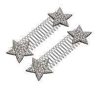 Abaodam 2pcs Silver Star Hair Comb Clips for Women, Iron Hair Fixers Comfortable to Hold, Non-slip Styling Accessory for Daily Care