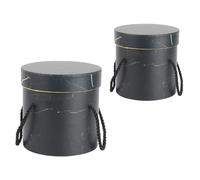Abaodam 2Pcs Simple Style Round Flower Containers Flower Buckets for Home Decor Portable Floral Barrels in Black One Large and One Small for Garden Balcony and Tabletop Display