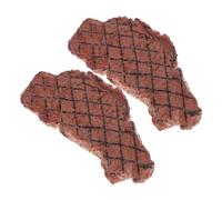 Abaodam 2Pcs Simulated Steak Food Brown Plastic Decorative Fake Meat Props for Kitchen Display Photography Restaurant Decor and Plaything