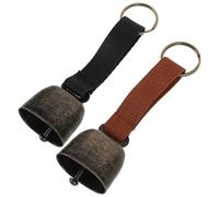 Abaodam 2pcs Small Brass Bells for Dogs Lightweight Noise Maker with Iron and Fabric Straps Suitable for Keychains and Backpacks for Hiking and Camping
