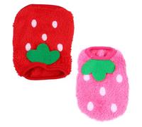 Abaodam 2Pcs Small Dog Winter Costume Rabbit Strawberry Coat Warm Breathable Pet Clothes for Puppies and Chihuahuas, Soft Red Strawberry Outfit for Cold Weather