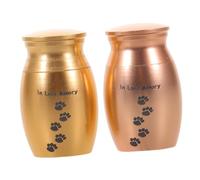 Abaodam 2pcs Small Pet Ashes Keepsake Holder Metal Urns with Paw Print for Dogs and Cats Compact Memorial Box for Ashes Fur Teeth Storage Gold Rose Gold