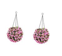 Abaodam 2pcs Solar Powered Hanging Topiary Flower Light for Garden Patio Wedding Decor Led Flower Automatic Dusk Activation Energy Saving Outdoor Decoration