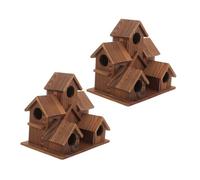 Abaodam 2pcs Solid Wood Bird Nest Rustic Outdoor Wooden Birdhouse Hanging Cottage Style Nesting Box for Garden Decor Bird Feeder Nest House