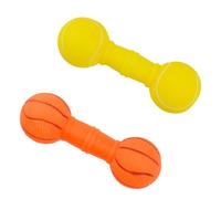 Abaodam 2pcs Squeaky Vinyl Dog Set with Dumbbell Shape, Interactive Puppy Teething Chew for Indoor Play and Dental Cleaning Random Style