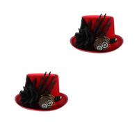 Abaodam 2pcs Steampunk Top Hats with Skull Hand Rose Design and Goggles Victorian Gothic Costume Hats for Men Women Halloween Party Cosplay Accessories Outdoor Event Headwear