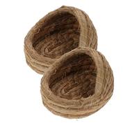 Abaodam 2pcs Straw-woven Chicken Coop Nest Box for Hens Woven Straw Nest for Backyard Chickens