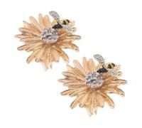 Abaodam 2pcs Stylish Daisy Flower Brooch and Honey Bee Pin for Women Elegant Floral and Insect Lapel Pins Metal Enamel Material Versatile Accessory for Dresses Coats Scarves Birthday