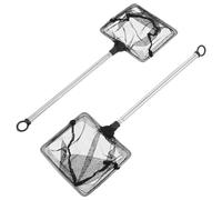 Abaodam 2PCS Telescopic Fish Tank Nets Square Fine Mesh Extendable Handle Aquarium Net for Small Fish Cleaning and Fishkeeping Accessories