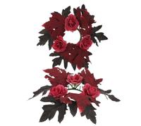 Abaodam 2pcs Thanksgiving Day Table Centerpiece Fall Candle Ring with Maple Leaf Design, Lightweight Plastic and Polyester Material, Realistic Touch, for Table Harvest Garland and Autumn