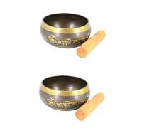 Abaodam 2pcs Tibetan Singing Bowl for Meditation and Relaxation Sound Therapy Bowl Mallet Handmade Engraved Design for Yoga and Mindfulness Practices