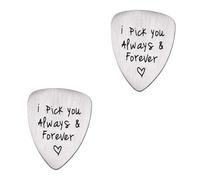 Abaodam 2pcs Titanium Steel Carved Guitar Pick i Pick You Letter Engraved Ukulele Unique Guitar Accessories for Musicians
