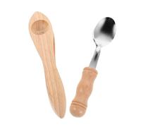 Abaodam 2pcs Traditional Wooden Musical Spoons Folk Percussion Instruments for Music Education Family Rhythm with Metal and Wood Craftsmanship