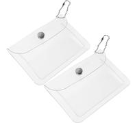 Abaodam 2Pcs Transparent Mini Notebook Cover Fold-Over Cards Storage Bag with Snap Closure Portable Coin Pouch Organizer for Travel Party Shopping and Everyday Use