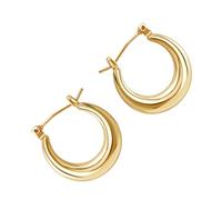 Abaodam 2pcs U-shaped Earrings for Women Copper Material with Glossy Finish Simple European and American Style Hooped Earrings Lightweight Fashion Accessories for Travel Office Beach and