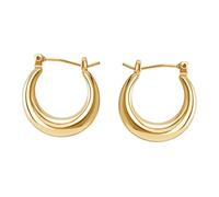 Abaodam 2pcs U-shaped Earrings for Women Fashionable Golden Copper Hoops Simple Design Suitable for Travel Office Beach Party Lightweight Fine Jewelry Accessory