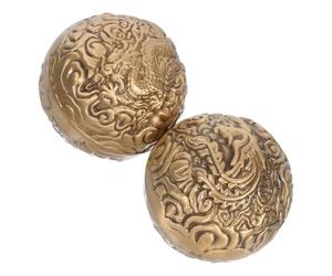 Abaodam 2pcs Vintage Brass Hand Exercise Balls 500g Baoding Handballs with Dragon Phoenix Pattern for Finger Fitness, Hand Massage, and Rehabilitation Training in Stress Relief