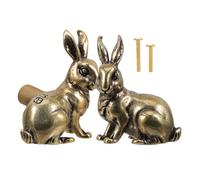 Abaodam 2pcs Vintage Brass Rabbit Drawer Pull for Cabinets and Furniture | Solid Brass, Rabbit Shaped Form, Smooth Finish, Comfortable Grip, Golden Tone, Simple Elegant Style