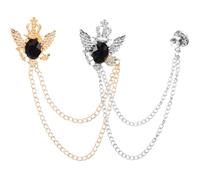 Abaodam 2pcs Vintage Brooches for Men Metal Collar Pins with Crown Tassel Chain Design, Sturdy Metal Material, Suitable for Suit Decoration and Christmas