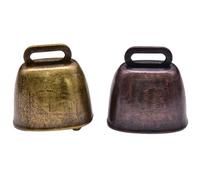 Abaodam 2pcs Vintage Cattle Bells Hanging Decor Tinkle Bells for Pets Farming Accessories Small Thicken in Red and Green Bronze Desktop Ornament and Pet Anti-loss Collar Charm