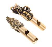 Abaodam 2pcs Vintage Copper Whistle Keychain Set Eagle and Dragon Head Design, Portable Metal Outdoor Emergency Whistles for Camping, Hiking, Sports and Survival