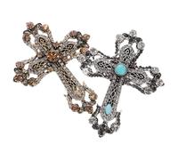 Abaodam 2pcs Vintage Cross Brooches Rhinestone Religious Brooch Pins for Women Easter Wear Shirt Collar Shawl Costume Jewelry