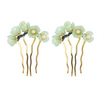 Abaodam 2pcs Vintage Hair Sticks Floral Hair Forks for Parties and Performance Natural Jade and Iron Material Won't Snag and Not Easy to Fade Simple and Elegant Retro Accessories