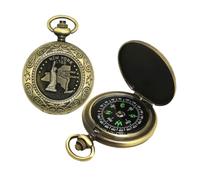 Abaodam 2pcs Vintage Pocket Compass Keyring Antique Style Button Watch Compass for Men Accurate Navigation Tool for Hiking Camping Outdoor Activities Unique with Polished Finish and