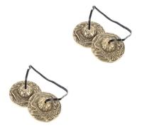 Abaodam 2pcs Vintage Rhythm Handheld Cymbal Bell Meditation Relax Percussion Instrument Small Finger Instrument Yoga Bell Music