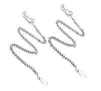 Abaodam 2pcs Vintage Silver Metal Pocket Watch Chains, Stainless Steel Clip Chain Replacement for Men’s Wallet, Trousers, and Watch Accessories