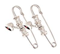 Abaodam 2Pcs Vintage Silver Safety Pin Brooch for Sweater, Large Curved Fabric Pins for Shawl Wraps, Cardigan Clips DIY Clothing Accessories