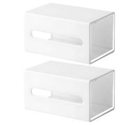 Abaodam 2pcs Wall Mounted Drawer Organizer Box for Bathroom and Bedroom, Multi-purpose Storage with See-through Design, White Hips Material Makeup Products and Small Hair Clips Holder